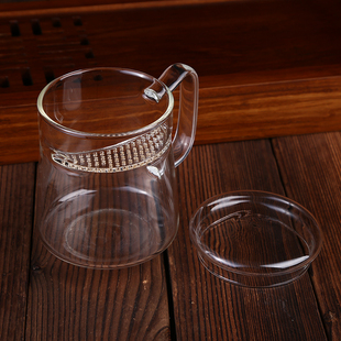 大容量月牙茶隔玻璃带把水杯带过滤便捷泡茶具茶器创意带盖