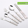 304不锈钢hellokitty图案陶瓷餐具，筷子勺子叉子，创意不锈钢餐具