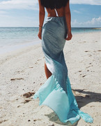 度假前短后长半身裙比基尼泳衣美人鱼鱼尾巴沙滩半身荷叶边长裙女