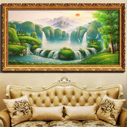 手绘大幅油画欧式有框手绘风景油画现代客厅玄关装饰画聚宝盆水画