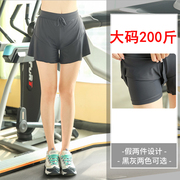 加肥加大码运动瑜伽裙裤，防走光假两件跑步健身速干短裤胖mm200斤