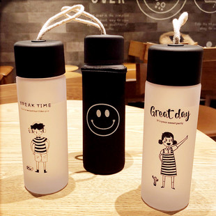 韩版磨砂塑料杯女男学生水杯，简约原宿创意可爱便携水瓶喝水茶杯子