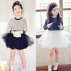 韩国童装女童春装2016韩版假两件条纹儿童连衣裙蓬蓬纱公主裙