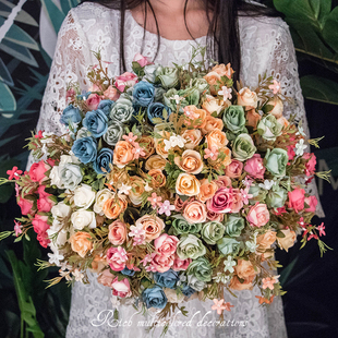 北欧餐桌客厅混搭仿真花永生花假花花束室内塑料花干花摆设装饰花