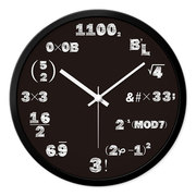摩门客厅教室创意时钟挂钟表个性简约概念黑白公式超静音挂表1202