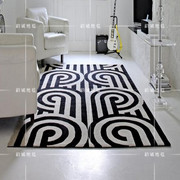 简约欧式黑白色几何客厅地毯茶几地毯卧室沙发地毯定制满铺地毯