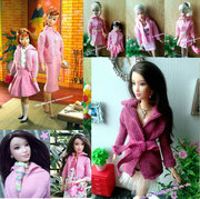 6分橡胶人偶兵人娃娃服装，配件fr超模momoko芭芘st粉红毛衣外套