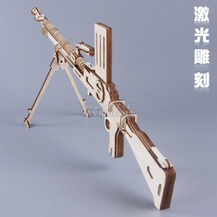 木头儿童组装拼插木制机，模型军事武器，3d立体拼图男孩子益智玩具