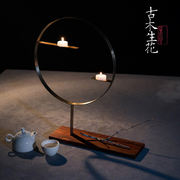古木生花新中式茶桌装饰摆件 实木茶道禅意复古茶台创意家具饰品