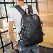 日韩版潮休闲校园电脑学生书包皮质背包双肩包旅行包