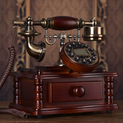 蒂雅菲欧式美式复古电话机，实木座机仿古古董，家用时尚创意固定电话