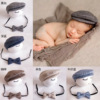 儿童新生儿摄影服装道具帽子婴儿拍照绅士鸭舌帽领结影楼辅助道具