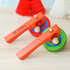儿童抽拉益智木质陀螺手柄拉线传统玩具 户外运动木制休闲多彩色