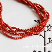 天然凉山南红柿子红2-3mm小米珠diy手链项链流苏穗子手工串珠材料
