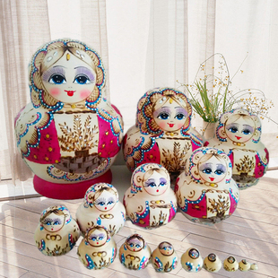 俄罗斯套娃15层手工绘制木制品节日摆件儿童益智玩具纪念品