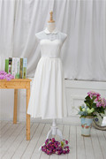 原创设计米白色，撞色小波点，欧美赫本复古连衣裙