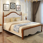 地中海风格家具床全实木橡木双人床1.8米卧室1.5韩式田园简约白色