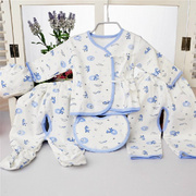0-3个月新生儿衣服宝宝，春夏系带内衣初生婴儿，和尚服纯棉五件套装