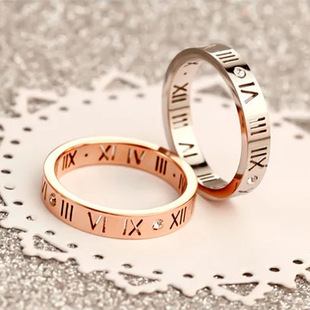 925纯银情侣对戒指ins仿真钻石男女款一对韩版罗马结求婚指环饰品