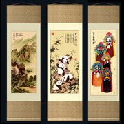 中国特色送老外北京旅游纪念品出国礼物长城脸谱熊猫丝绸挂画