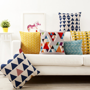 几何三角北欧抱枕组合居家风几何现代简约靠垫红黄蓝条纹沙发