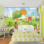 幼儿园漫画小朋友墙纸壁纸儿童房卡通动漫画大型壁画婴儿房背景墙