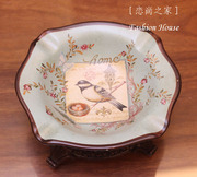 定制美式花鸟烟灰缸 欧式复古陶瓷烟灰缸创意小果盘糖果盘 桌面垃