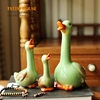 欧式陶瓷工艺品现代简约家居，装饰品绿色陶瓷，卡通可爱鸭桌面摆件