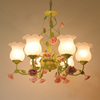 温馨田园风格吊灯创意客厅灯具韩式铁艺花草玻璃花朵卧室灯餐厅灯