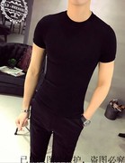 短袖T恤男夏季修身圆领纯棉上衣帅气学生韩版潮流原色体恤打低衫