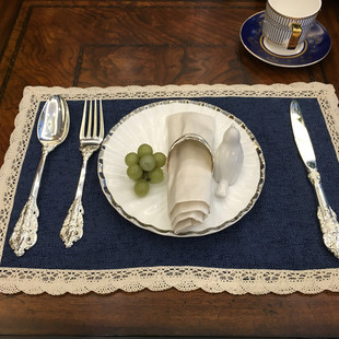 米米迪棉麻亚麻布艺桌垫餐垫隔热碗垫盘垫花边餐桌垫