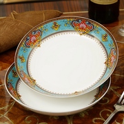 新餐具(新餐具)套装碗盘家用28头陶瓷吃饭骨瓷碗筷碗盘子碗碟家用欧式金厂