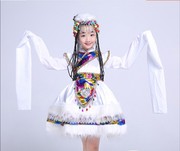 定制儿童藏族舞蹈服装演出服女童少儿少数民族藏族水袖舞台表演服