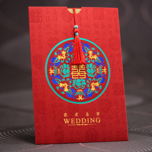 喜帖结婚创意请柬个性，定制打印请帖，中式婚礼请贴大红色2024