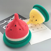 宝宝帽子秋冬婴儿毛线帽6-12个月1-2岁男女童奶嘴帽西瓜针织帽潮