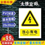 安全标识牌验厂专用标志标识牌pvc警告牌禁止牌，贴纸当心有电a002