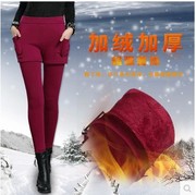 秋冬季女装女士大码加厚加绒假两件打底裤裙裤外穿210斤