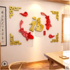 福字鱼3d立体亚克力墙贴客厅电视背景墙贴画中国风新年墙壁装饰