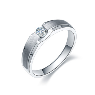 白18k金铂金(金铂金，)男钻戒钻石，男戒指环结婚订求婚情侣对戒