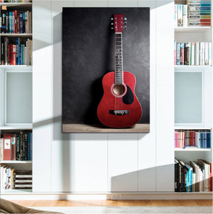 玄关壁画竖版现代简约单幅无框画音乐教室，走廊挂画过道吉他装饰画