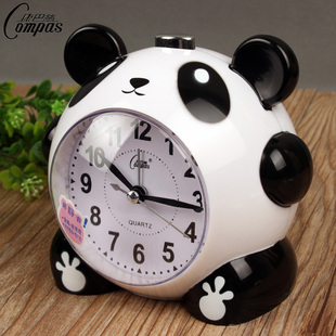 静音卡通闹钟可爱卡通小熊猫，大音量卧室床头，创意钟表时尚台钟