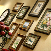 厂促实木美式照片墙客厅鹿头，餐厅相框墙欧式壁挂，墙复古玄关楼梯品