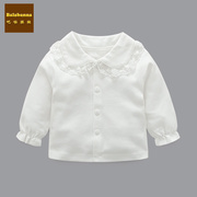 女宝宝春秋白色纯棉蕾丝，花边婴儿0-3-6-9-12个月0-1-2岁打底衫