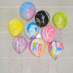 12寸圆形特色玛瑙气球印刷云彩汽球特色酒吧KTV装饰玻璃印花气球