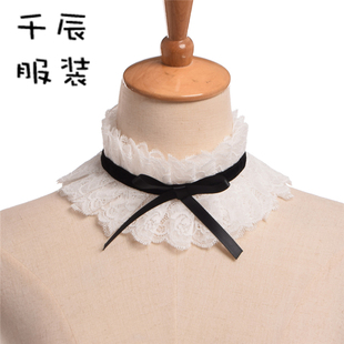 『千辰服装』韩国毛衣装饰领假领子女士搭配假领蝴蝶结蕾丝假领子