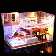 diy小屋复式别墅泳池阁楼手工制作房子模型拼装玩具浪漫礼物创意