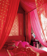 明艳玫红 窗纱 现代中式东南亚风格定制窗帘窗纱成品布料