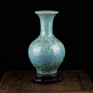景德镇陶瓷器 高温窑变结晶冰花釉花瓶 现代居家装饰工艺品摆件设