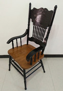 美式休闲书房扶手椅实木餐椅书房，椅餐桌椅现代时尚雕花靠背木椅