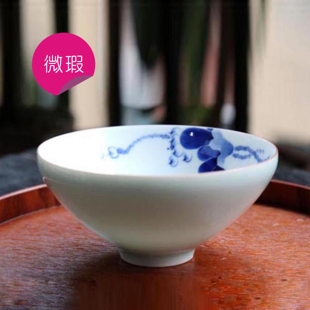 微瑕 景德镇陶瓷手工餐具家用青花影青碗中式面碗米饭碗盘